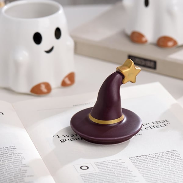 Nyhet Te-kopp, Keramik 11oz Halloween Kaffe-mugg med lock - Vänligt spöke (Vit)