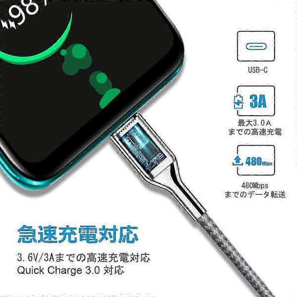 USB Type C Opladerkabel [1m+2m] USB-C & USB-A 3.0 Kabel til...