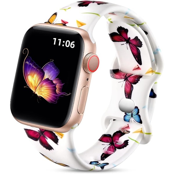 Blomsterarmbånd til Apple Watch 38mm 40mm 41mm Kvinder Blødt Silikone med Trykt Mønster til iWatch Serie 38mm/40mm/41mm.