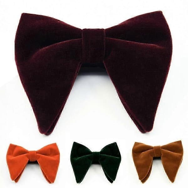 Sammet Fluga för Män Oversized Solid Justerbar Slips Hög Kvalitet Stor Fluga Bröllopsfest wine red