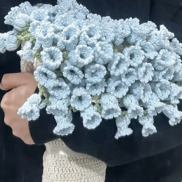 Hjemmelavet rosebuket filt håndvævet DIY materialepakke uldkugle hæklet blomsterfilt liljekonval filt Bluebell Orchid
