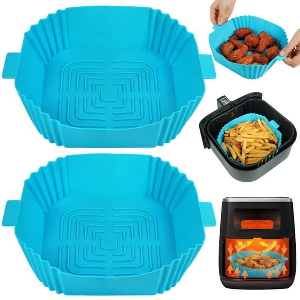 Silikonfoder för airfryer - ZEMINPEOEL - 2-pack - 16,5 cm - Blå - Värmebeständig