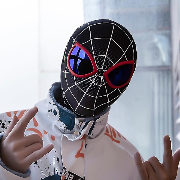 Spiderman Maske Hodeplagg Spider Man Cosplay Scene Rekvisitter Takk!！ Blue Miles Spider Man