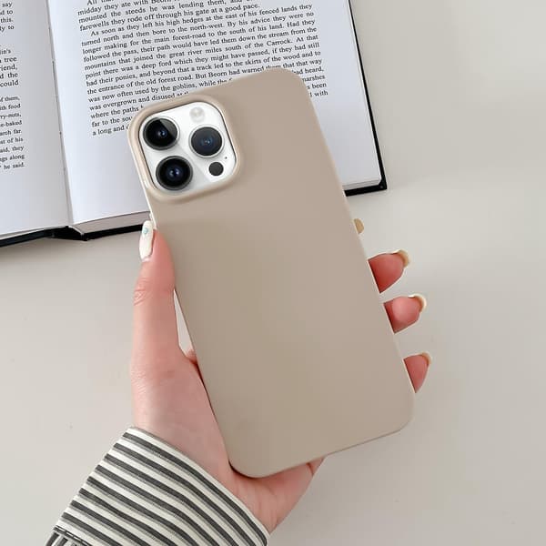 Støtsikkert TPU-telefondeksel i solid farge for iPhone 15 Pro Max Pro Khaki iPhone 15 Pro Max