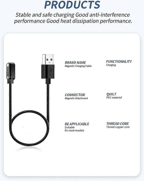 (Pakke med 2) Kabel for PLAUD Note AI stemmeopptaker, robust magnetisk USB-ladekabel kompatibel med
