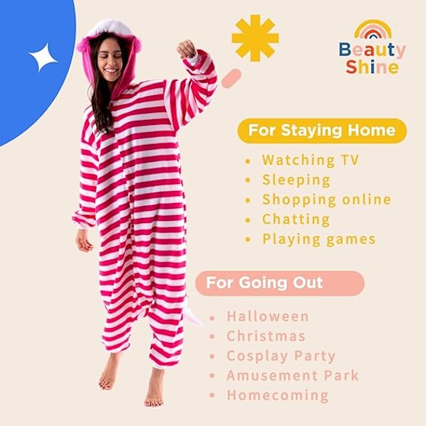 Unisex Voksen Tegneserie Kostume Halloween Jul Pyjamas Jumpsuit Onesies Plys Cosplay Pyjamas Cheshire Cat L