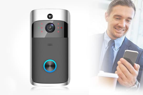Trådlös video-dörrklocka med rörelsesensor och WiFi Grå Grey gr\u00e5