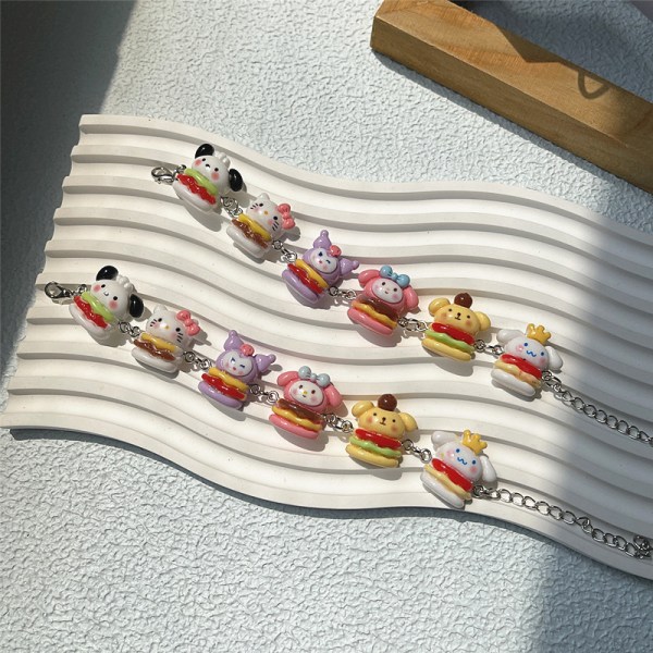 Kawaii Anime Armbånd e Tegneserie Hamburger Perle Armbånd Til G