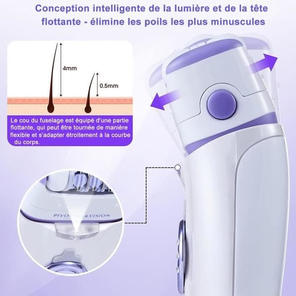 Elektrisk epilator til kvinder - AUDBURN - 2 i 1 - 2 hastigheder - Tilbehør inkluderet