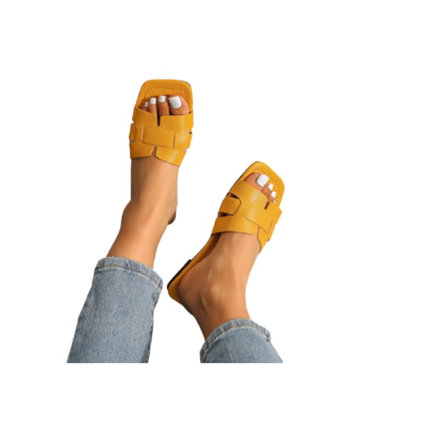 Monika Flat H-Band Slide Sandal i gult Yellow 42