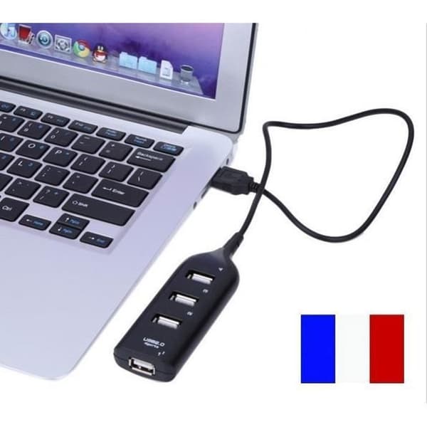 USB 2.0 HUB - SIMPLISIM - 4 porter - Plug & Play - Høy hastighet - Kompatibel med Windows/Mac/Linux