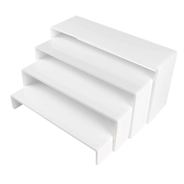 4x Akryl Display Riser Showcase Buffé Riser för Samlingar Parfym Ringar
