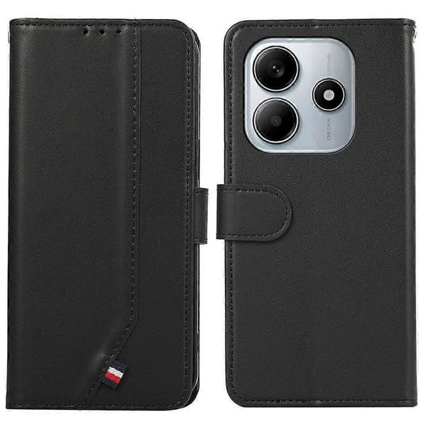 Til Xiaomi Redmi Note 14 4G Etui RFID-blokerende Flip-lædercover - Sort