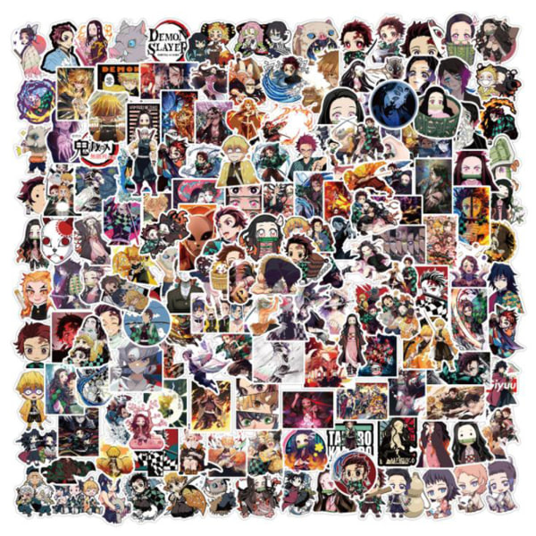 200 Pcs Anime Demon Slayer PVC Stickers for DIY Skateboard