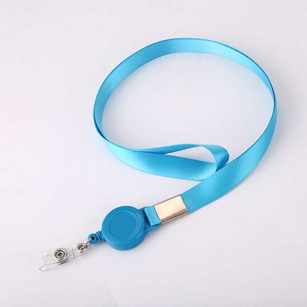 1 stk. Arbejdsbadgeholder Id-kortholdere Metal Business Kreditkortholder Clip Halsrem Lanyard Aluminiumlegering Kortdæksel Etui Sky Blue