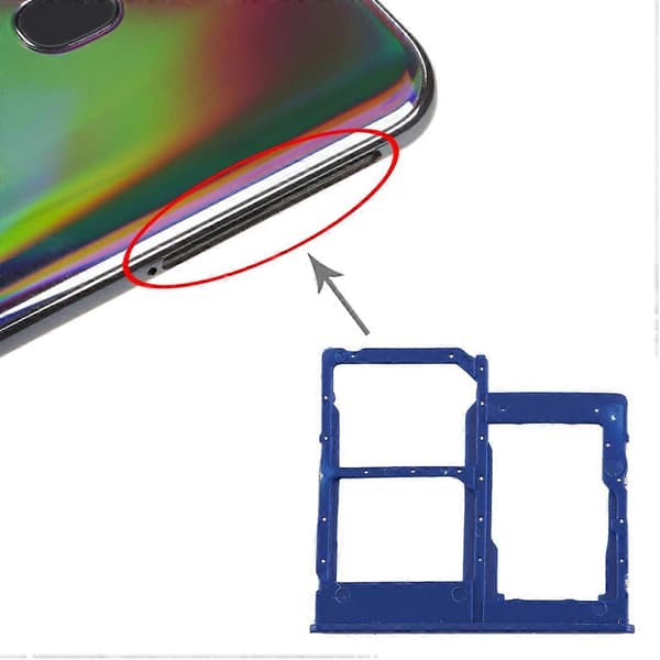 SIM-kortbakke + Micro SD-kortbakke til Galaxy A40 Blue