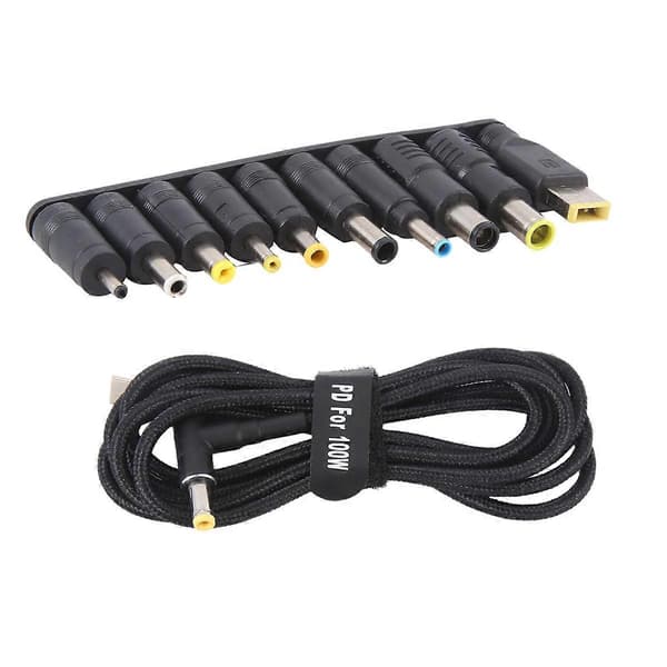 100W Type C Laptop Strømadapter Stik USB Type C til Universal Oplader Jack Opladerkabel Black
