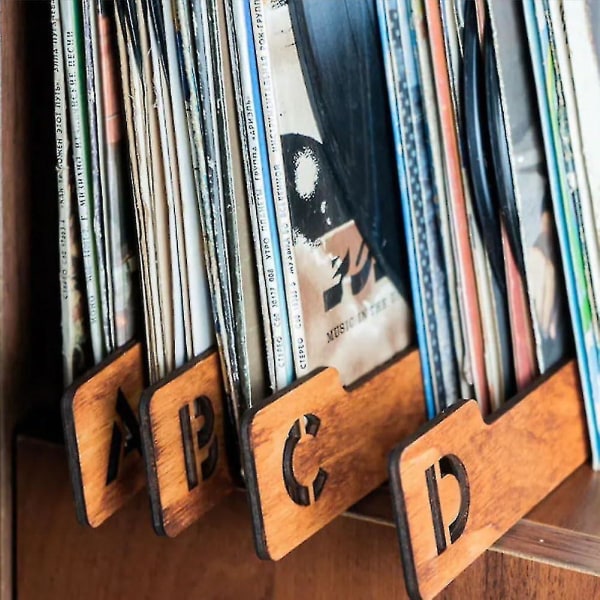 Vinyl skivavdelare, vinyl skivavdelare alfabetiska avdelare, vinyl skivavdelare med flikar, skivavdelare i träskinn