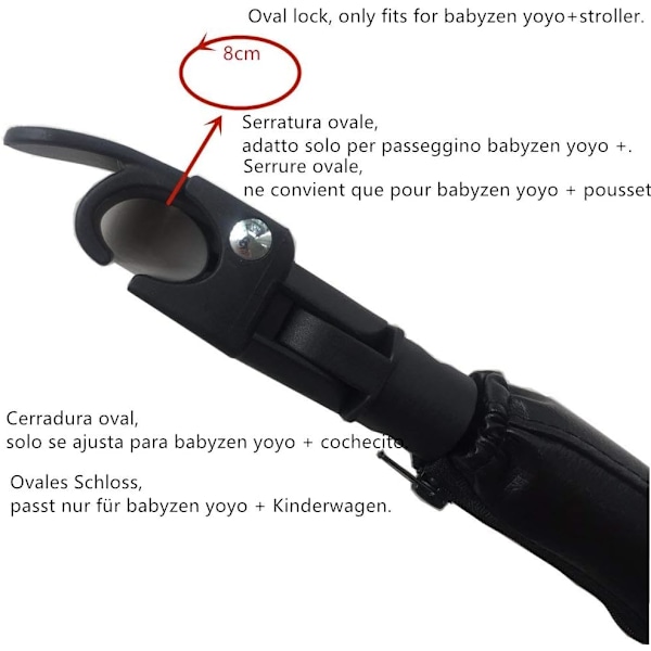 Båge för barnvagn, tillbehör för Baby YoYo, svart PU-läder.