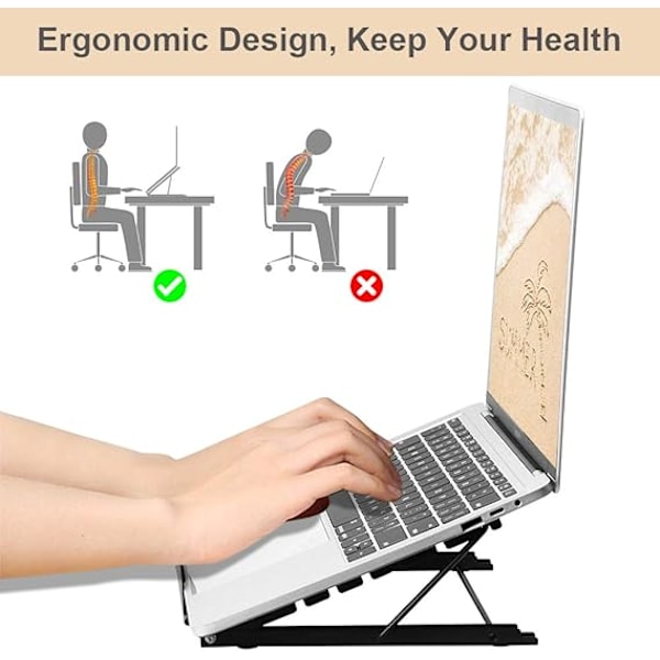 Justerbart ergonomisk PC-laptopstativ, bærbar sammenleggbar ventilert laptopstativ