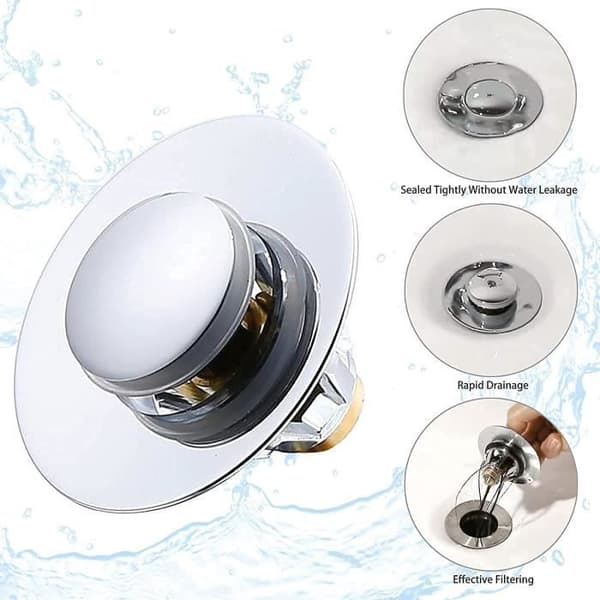 Hårfilter - Universal - Vaskplugg - Rustfritt stål - 34~39mm - Sølv
