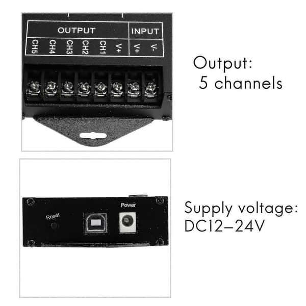 TC420 Tids Programmerbar RGB LED Controller DC12V-24V 5 Kanal LED Timing Lysdæmper