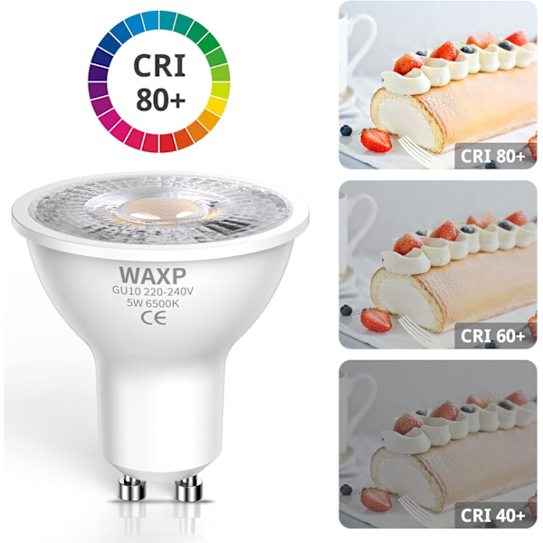 LED spotlight 5W, kallvitt, 6500K, 365lm, flimmerfri, energibesparande LED-lampa, motsvarande 40-50W GU10 halogen spotlight 10-pack Cool White
