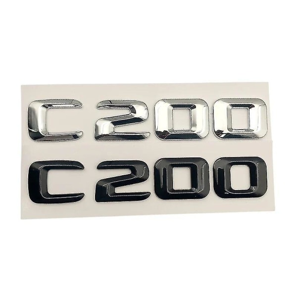 3d Abs Svart Logotyp C200 C220 C180 C300 C400 Emblem Bokstäver Bil Trunk Badge Sticker För Mercedes Benz W203 W204 W205 Tillbehör Chrome 2014-16 C180