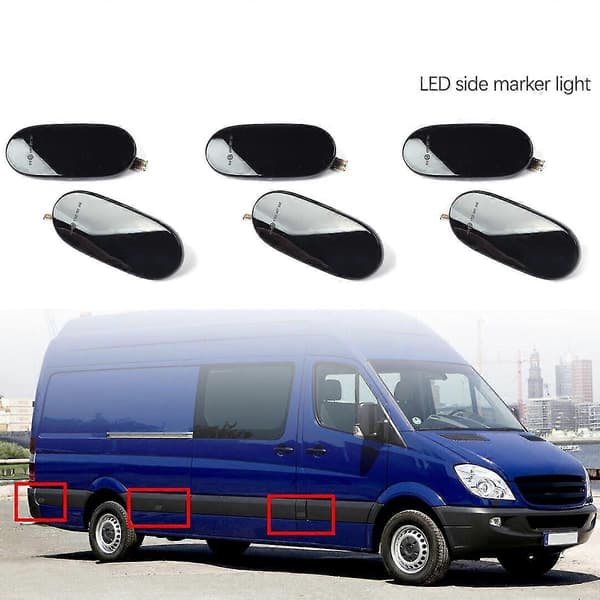 6X LED Dynamisk Side Markør Blinklys Indikatorlampe for Sprinter W906 2006-2018 2006-2016 Black