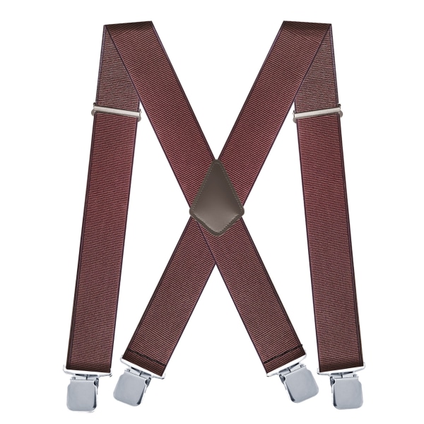 5 cm elastisk skulderstroppklemme for menn med 4 X-formede justerbare bukseseler 13 Brown ribbed