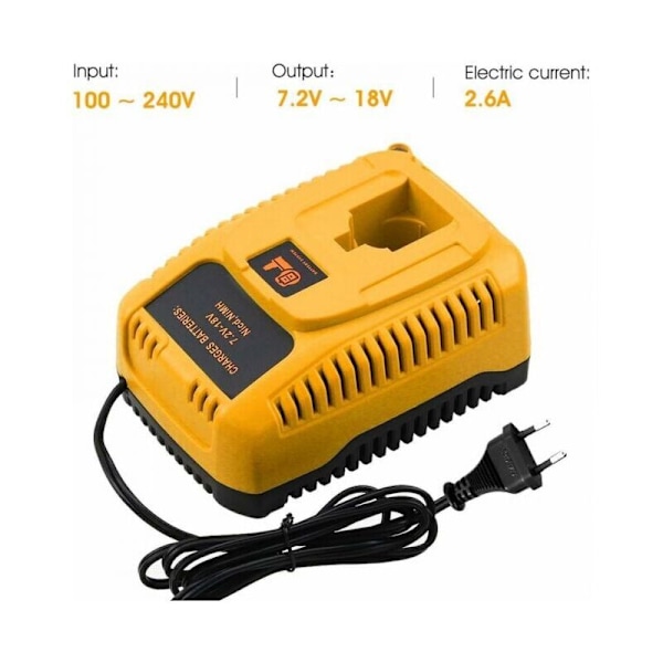 DC9310 Erstatningsoplader til Dewalt Ni-Cd & Ni-MH Batteri 7.2v-18v DC9096 DC9098 DC9099 DC9091 DC9071 DE9057 DW9096