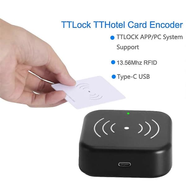 TTLOCK Smart Card Encoder NFC 13.56M IC-kortläsare RFID-chipskanner Black