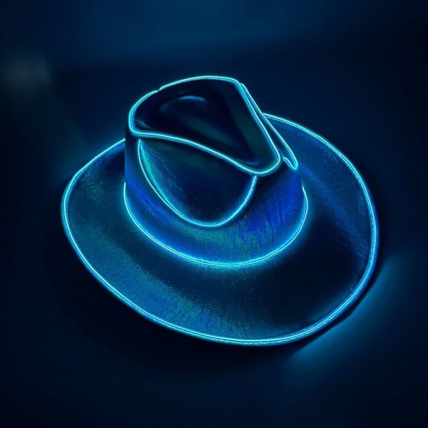 Trådløs LED Cowboy Hat Regnbuefarvet Jazz Hat BLÅ blå