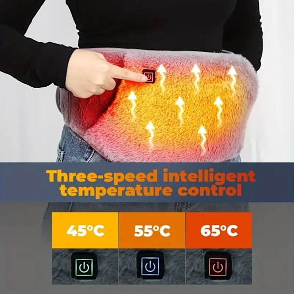 USB-oppvarmet magebelte med justerbar temperatur - Multifunksjonelt polyester elektrisk varmeplate for mage- og korsryggkomfort