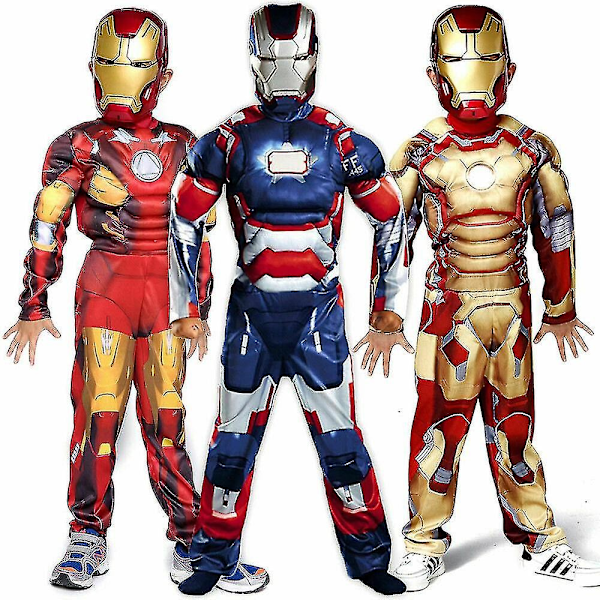 Børns drenge Deluxe Iron Man Cosplay kostume rød L 130-140CM guld guld gold M 120-130CM