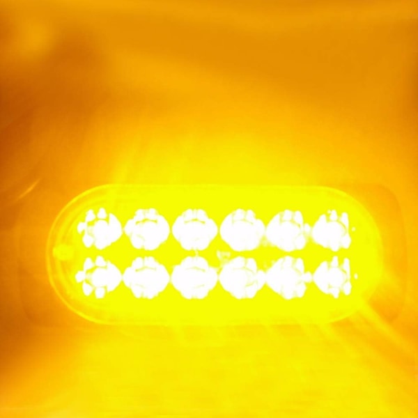 Super Lys Gul 12-LED 12-24V 36W Bil Lastbil Advarselslys Nød Bygning Vandtæt Blinkende Beacon Advarsels Strobe Kofanger Grill Baglygte Wor 12 LED Yellow