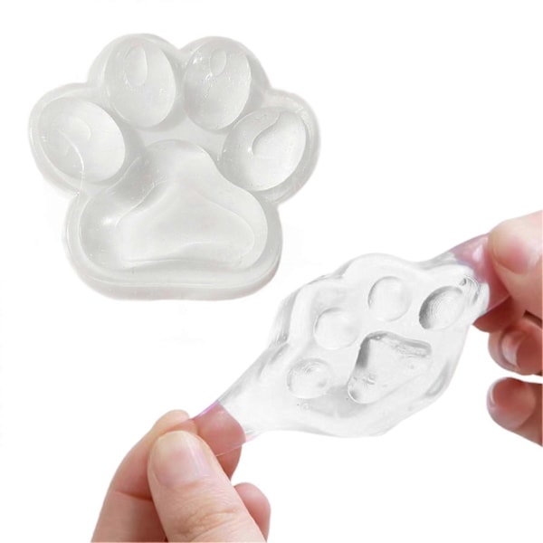 Stor Kattefot Taba Squishy Leke, Gjennomsiktig Kattefot Klemmeleke, Fidget Leke for Stresslindring, Klemmeleker Familie Squishy White