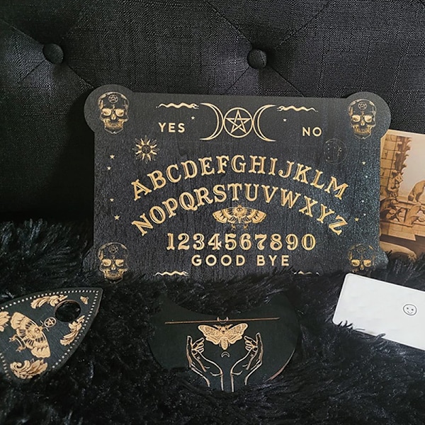 Puinen ennustuspöytä kaiverretulla taikapöydällä Ouija Boa - Täydellinen 12