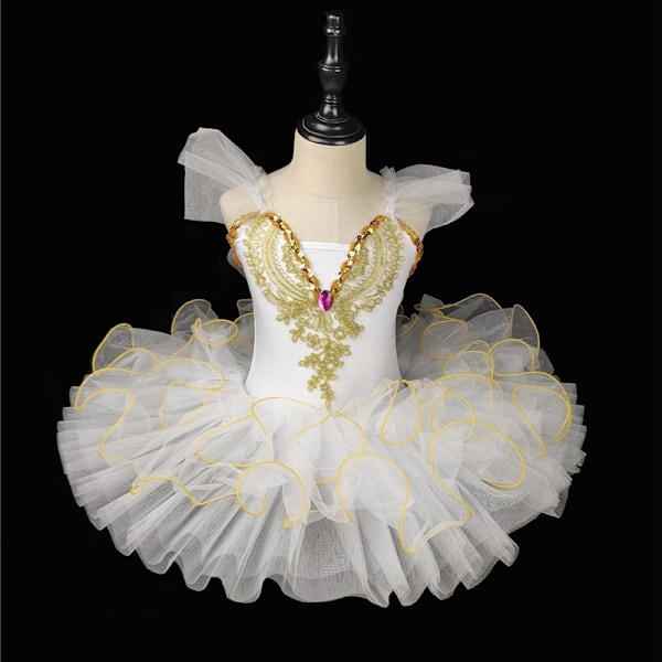 Professionel Ballerina Ballet Tutu til Børn Piger Voksne Dansedragt Hvid hvid white 120