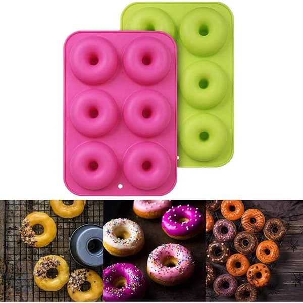 Munkform i silikon - Kakfabrik - Non-stick - Grön+Rosa