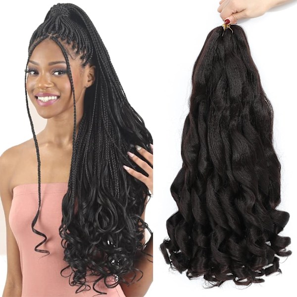 French Curly Braiding Hair, Pre-Stretched 22 Inch, Braiding Hair 4# Loose Wavy Pre-Stretched Braiding Hair For Black Women (22 Inch (7 Pack), 4#)