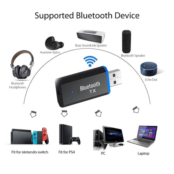 Bluetooth, lähetin, TV, langaton, 5.0, sovitin