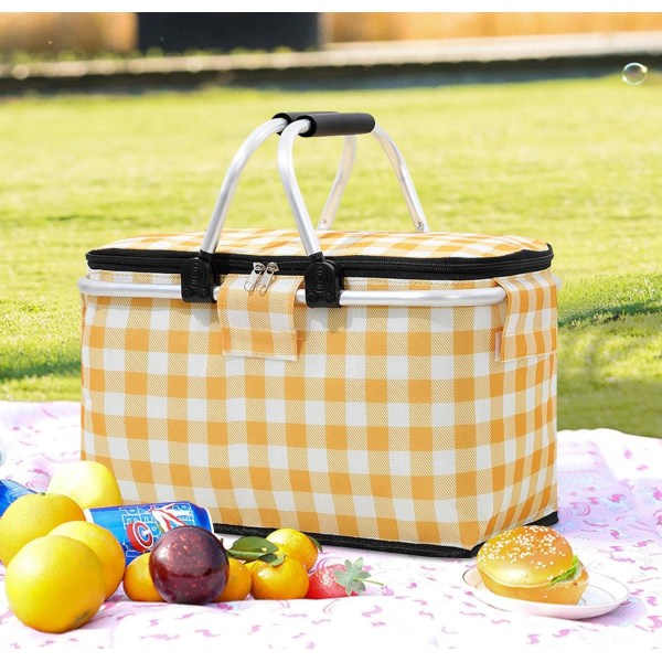 insulated picnic bag Collapsible beach basket portable leakproof camping cooler