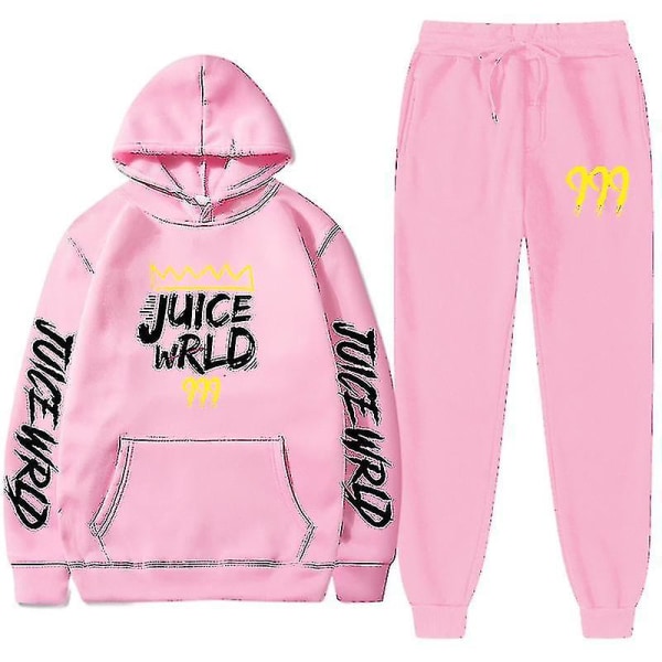 Ny Juice World Hoodie Sæt Sweatshirt + Joggingbukser Juice Wrld Juice Wrld Juice Wrld Trap Rap Regnbue Tomografi Juice Wrld Orange 1 L