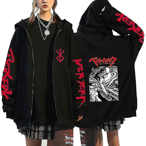 Anime Hoodie Jakke Harajuku Manga Guts Et Sweatshirt Grafisk Ærme Mænd/Kvinder Punk Fash Lynlås Ets Ks-10 XXXL