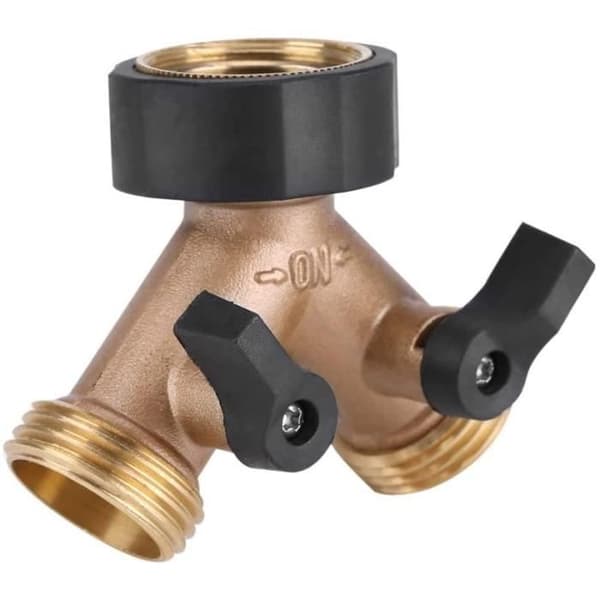 Dobbelkranfeste - Kranadapter - Messing - 3/4\" - Hagestoppventil