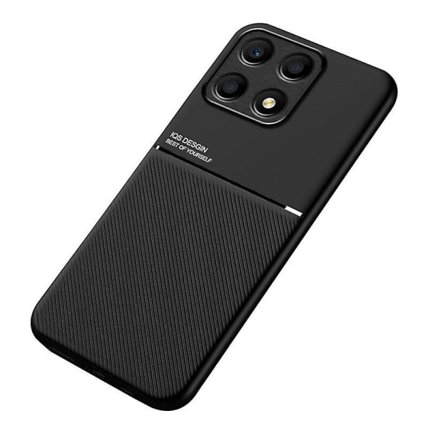For Honor X8a 4G phone case linjer präglade PU-läder+TPU stötsäker skal-svart Black Style A Honor X8a 4G