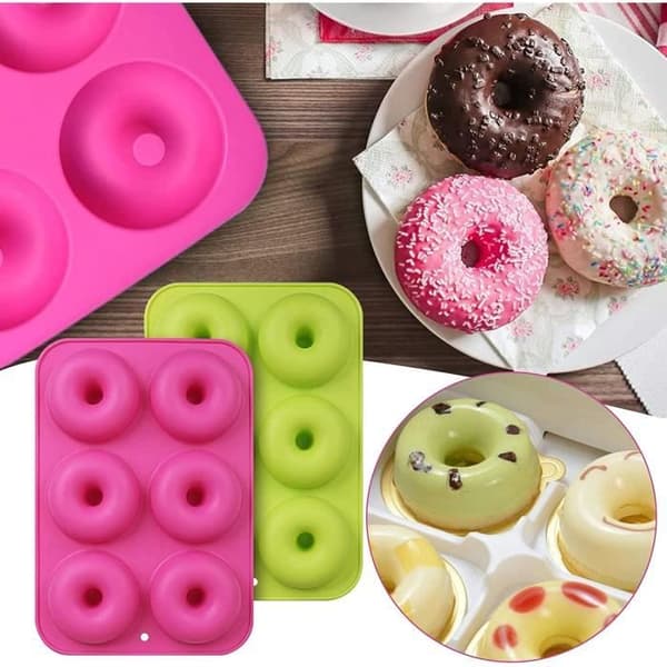 Silikone Donutform - Kagefabrik - Non-stick - Grøn+Pink