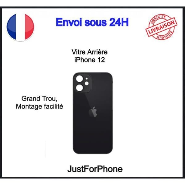 iPhone 12 musta takalasi liimalogolla