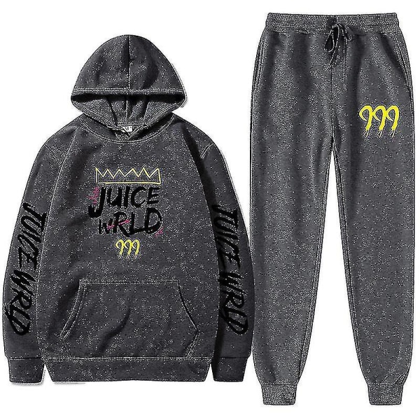 Ny Juice World Hoodie Sæt Sweatshirt + Joggingbukser Juice Wrld Juice Wrld Juice Wrld Trap Rap Regnbue Tomografi Juice Wrld Dark gray 1 M